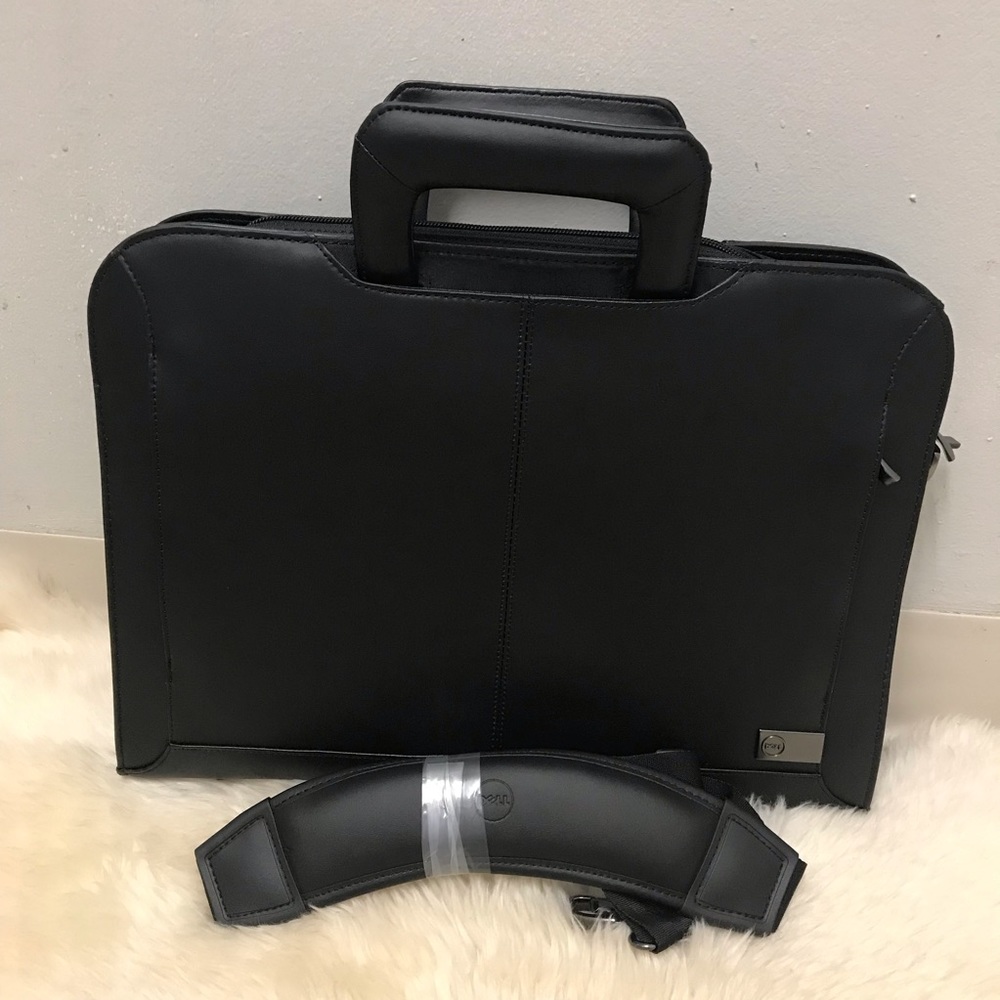 DELL Computer Laptop Leather Bag Case Briefcase Carry On Luggage 16”. NWOB